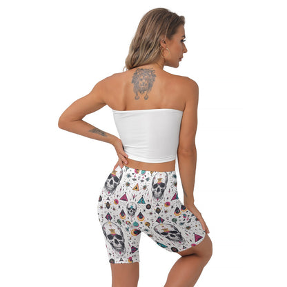 Skull Design, Women’s Thigh High Shorts