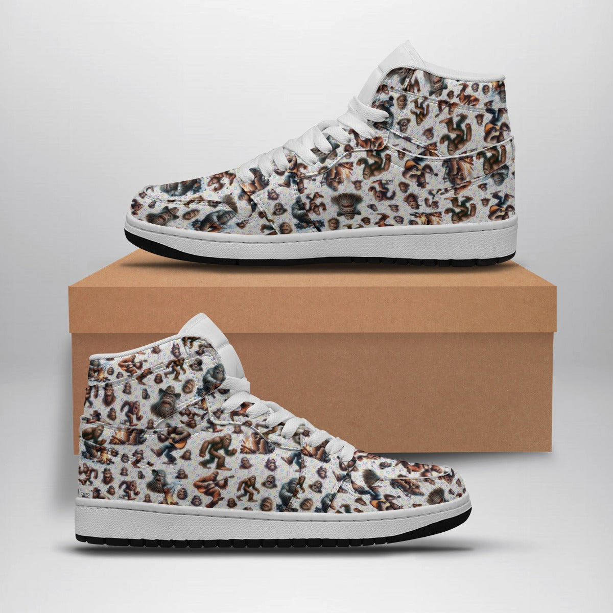 Crazy Squatches, Men's high top, lace-up, leather shoes