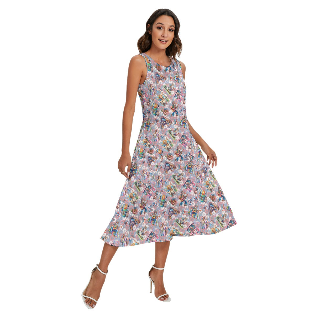8 Patriotic Designs, Women’s Sleeveless Dress With Diagonal Pockets