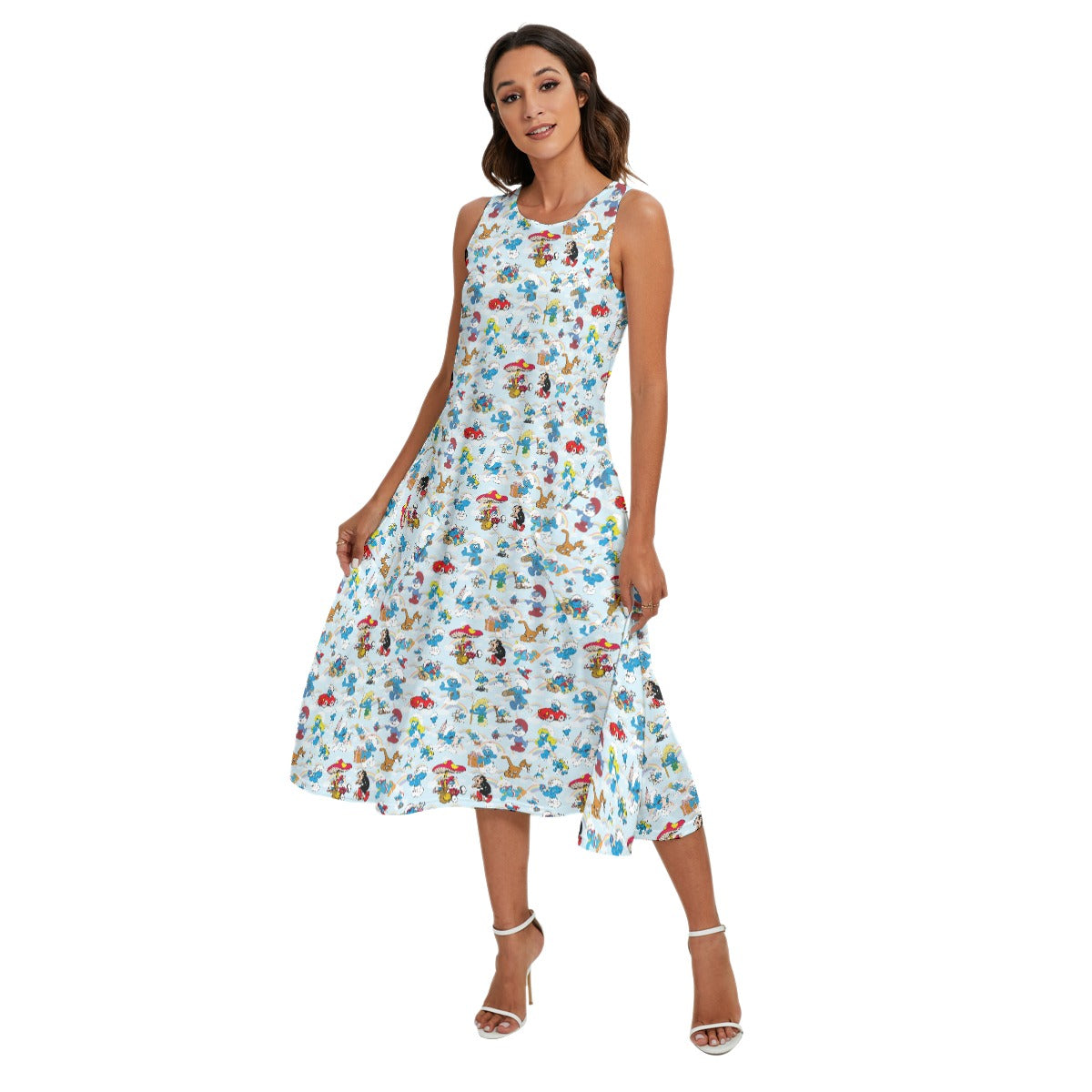 10 Misc Designs, Women’s Sleeveless Dress With Diagonal Pockets