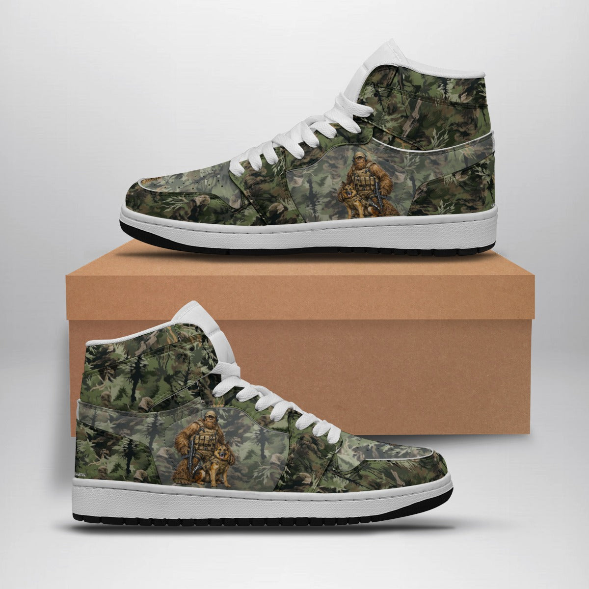 Bifgoot, Sasquatch Marine Corp, Men's high top, lace-up, leather shoes