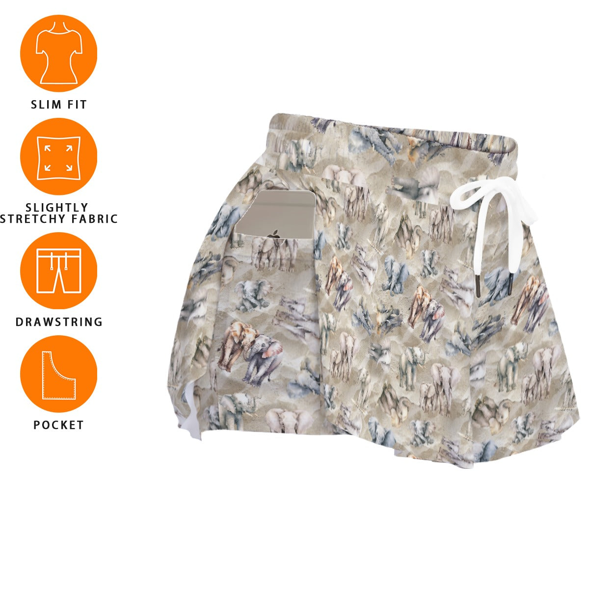 Animal Designs Sasquatch Sized Women's Sport Skorts With Pocket - Plus Sizes