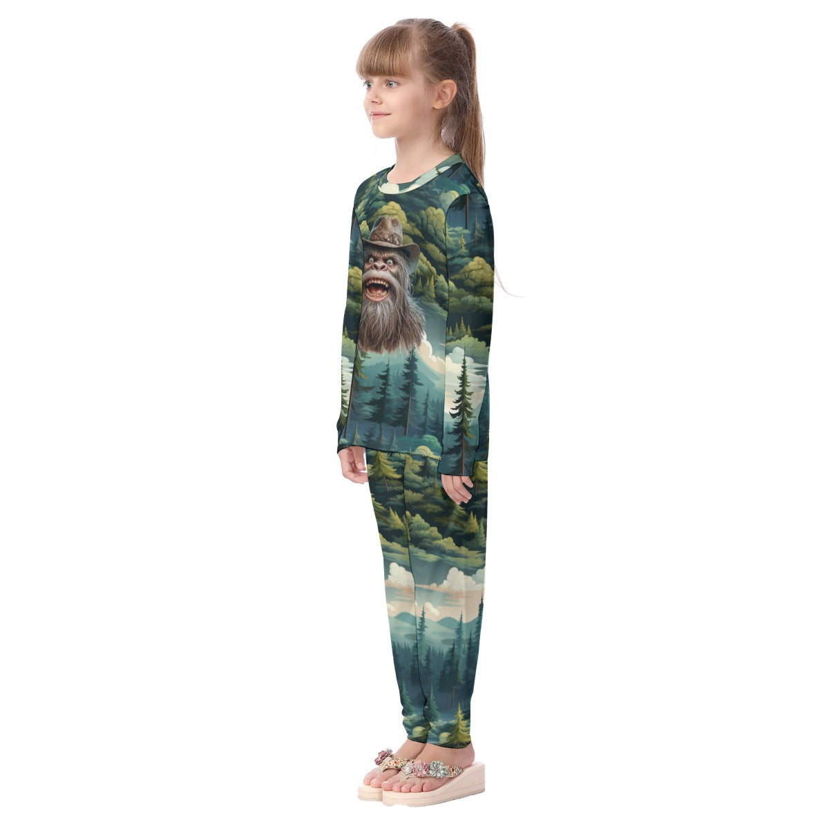 Sasquatch in the Woods,  Kid's Long Pajamas Set