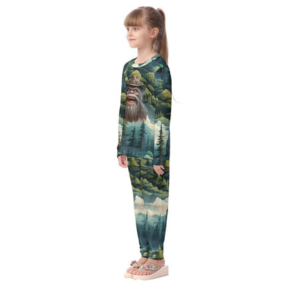 Sasquatch in the Woods,  Kid's Long Pajamas Set