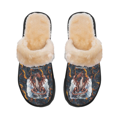 Dragon, Men’s Plush, Fuzzy Slippers