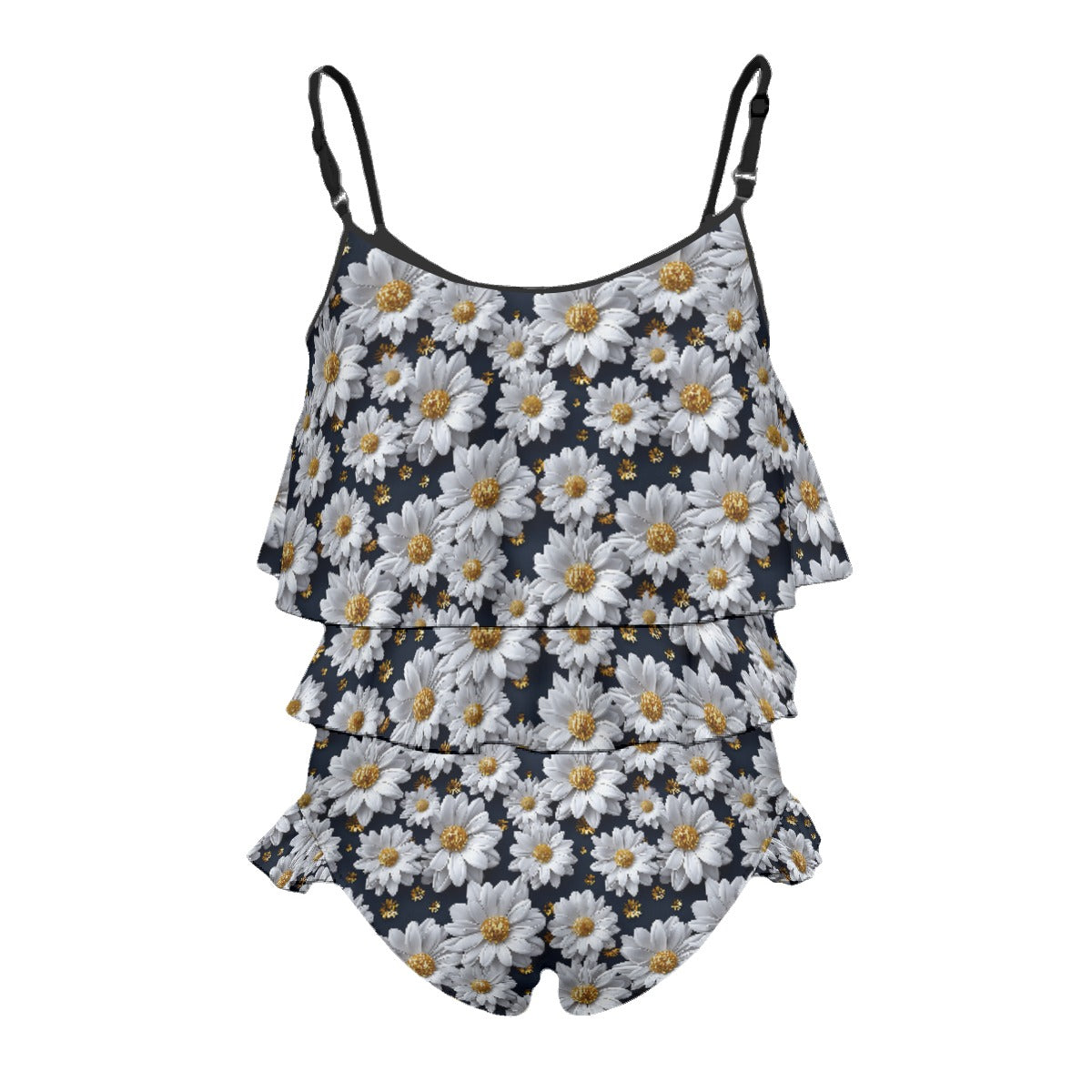 Bigfooot, Sasquatch Daisies, Children's 2 piece Ruffle Swimsuit, Girl's Bikini