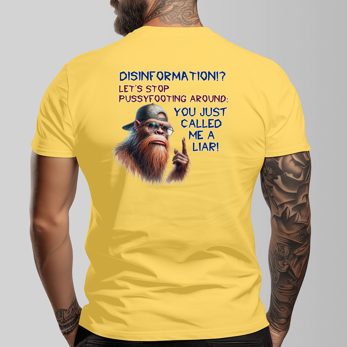 Bigfoot, Sasquatch "Disinformation" Cotton Short Sleeve Double Sided T-shirt