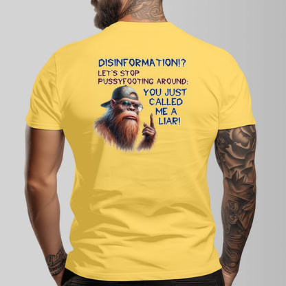 Bigfoot, Sasquatch "Disinformation" Cotton Short Sleeve Double Sided T-shirt