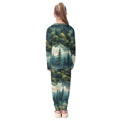 Sasquatch in the Woods,  Kid's Long Pajamas Set