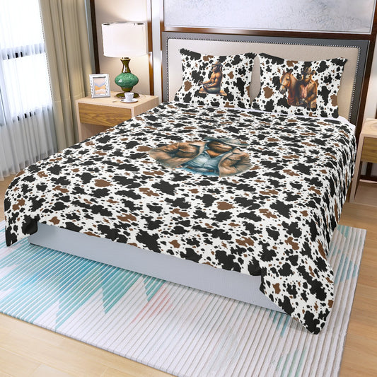 Cowboy Sasquatch Bigfoot, Three Piece Duvet Bedding Set