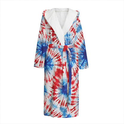 19 Tie Dye Designs,  Unisex Flannel Hooded bathrobe