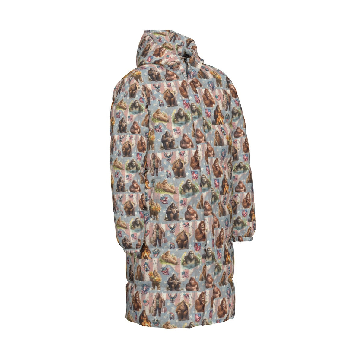 20 Bigfoot / Sasquatch Designs, Long Down Jacket / Coat