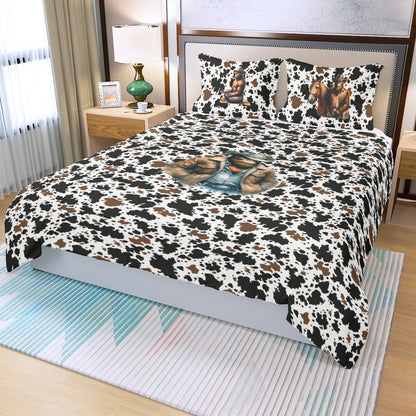 Cowboy Sasquatch Bigfoot, Three Piece Duvet Bedding Set