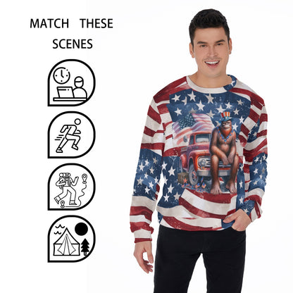 Patriot Bigfoot Sasquatch, Men’s Polyester Thickened Sweater