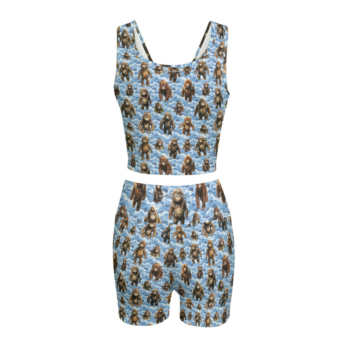 10 Bigfoot / Sasquatch Designs, Women’s 2 Piece Yoga Short Set