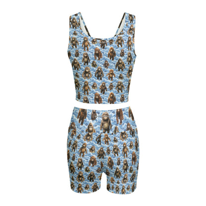 10 Bigfoot / Sasquatch Designs, Women’s 2 Piece Yoga Short Set