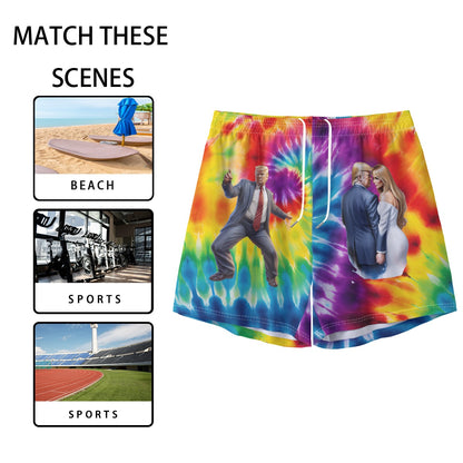 Tie Dye Donald & Melania Trump  Men's Pocket Customizable Shorts