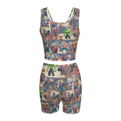 10 Donald Trump Designs, Women’s 2 Piece Yoga Short Set