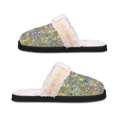 10 Misc Designs, Men’s Plush, Fuzzy Slippers
