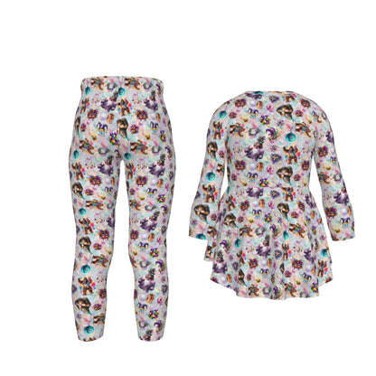 20 Sasquatch Designs, Girls 2 Piece Casual Suit, Outfit with Ruffle Shirt