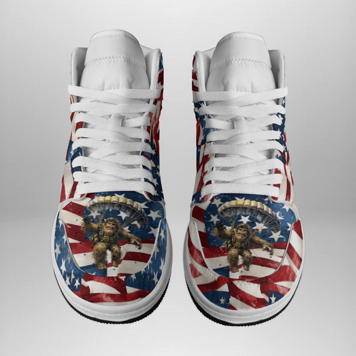 Army Bigfoot, Sasquatch, Men's high top, lace-up, leather shoes