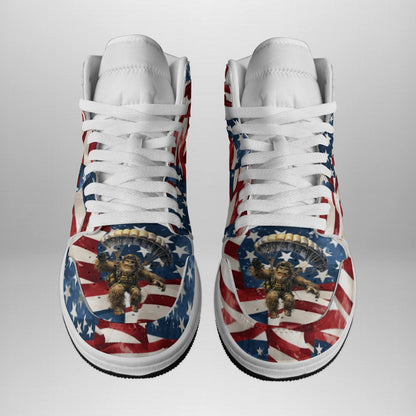Army Bigfoot, Sasquatch, Men's high top, lace-up, leather shoes