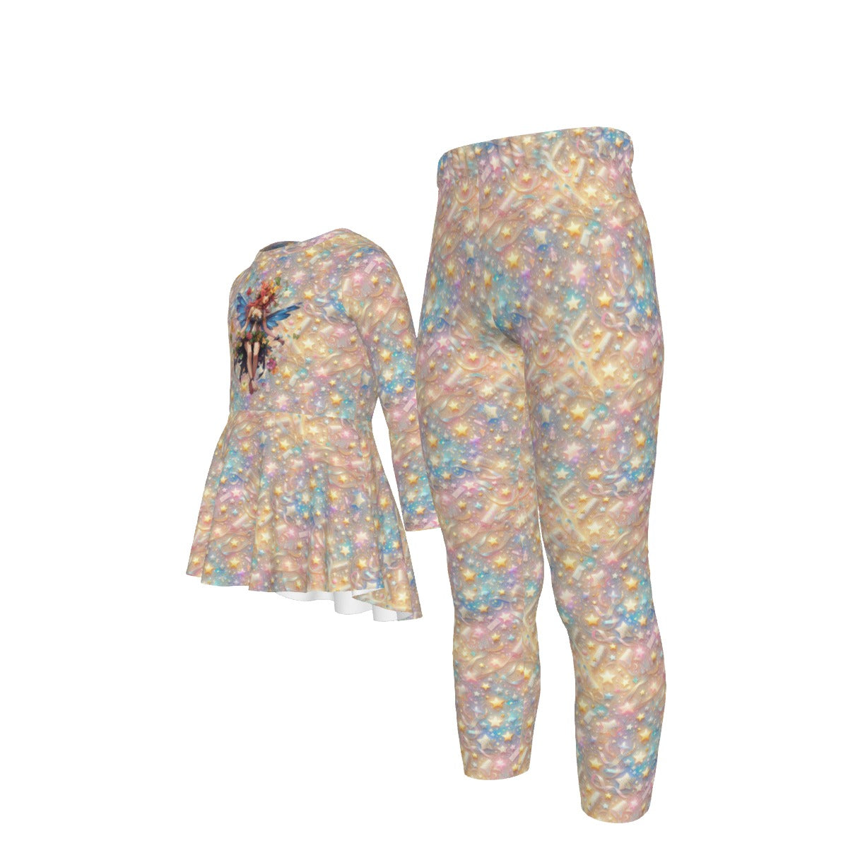 Rainbow Fairy 2, Girls 2 Piece Casual Suit, Outfit with Ruffle Shirt
