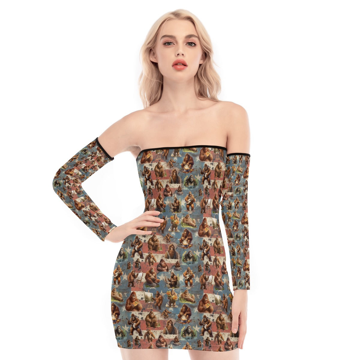 21 Sasquatch Designs,  Women's Off-shoulder Back Lace-up Dress