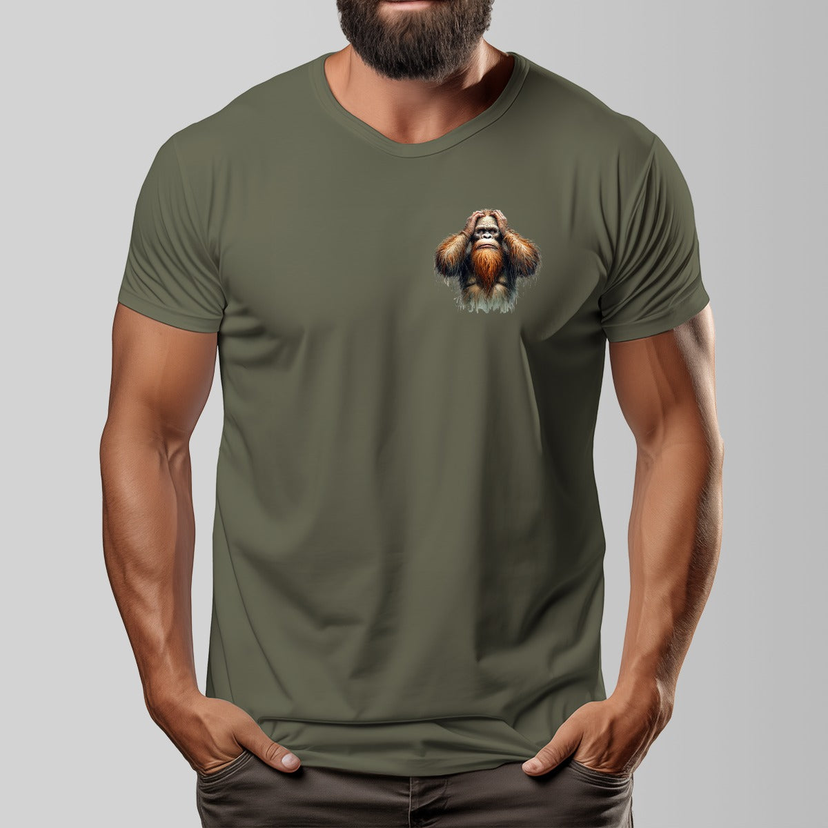 Bigfoot, Sasquatch "What The F_ck" Cotton O-neck Short Sleeve T-shirt - 2 sided