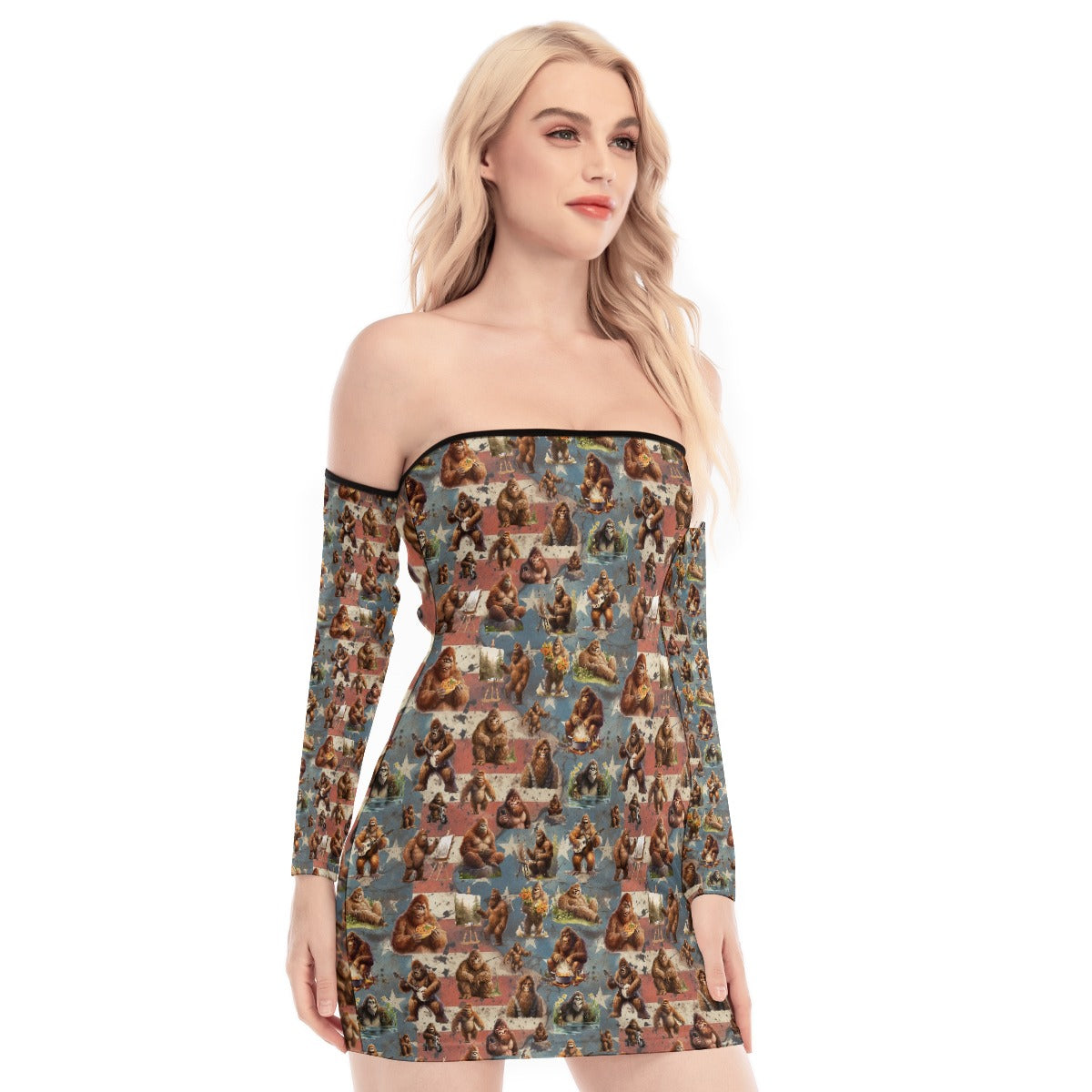 21 Sasquatch Designs,  Women's Off-shoulder Back Lace-up Dress