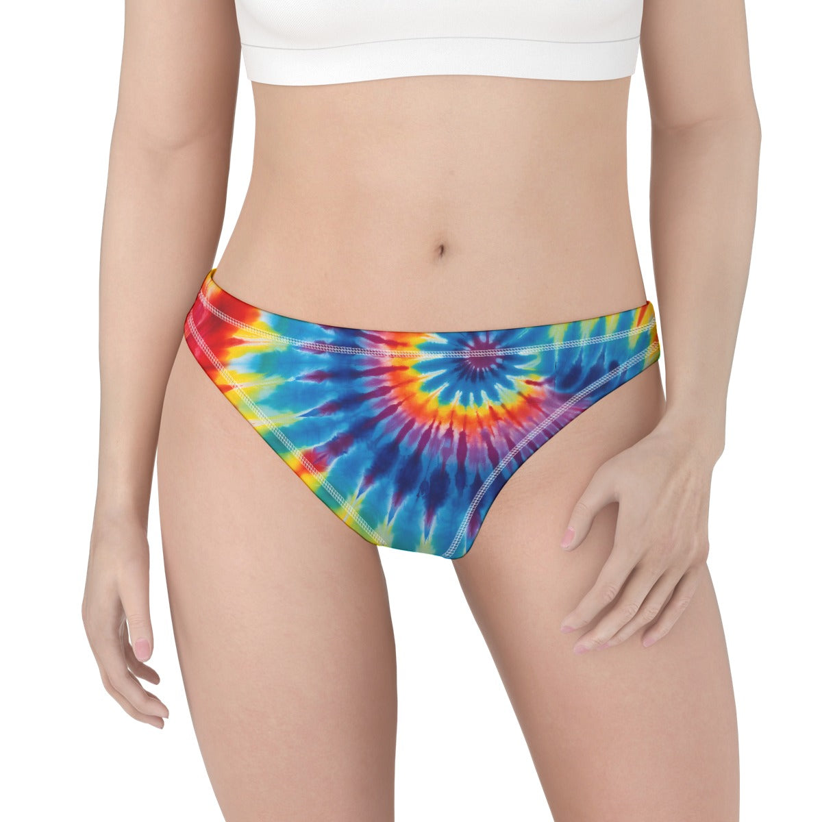 Tie Dye Women Polyester Thong Underwear, Panties, Underpants