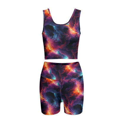 12 Galaxy / Outer Space Designs, Women’s 2 Piece Yoga Short Set