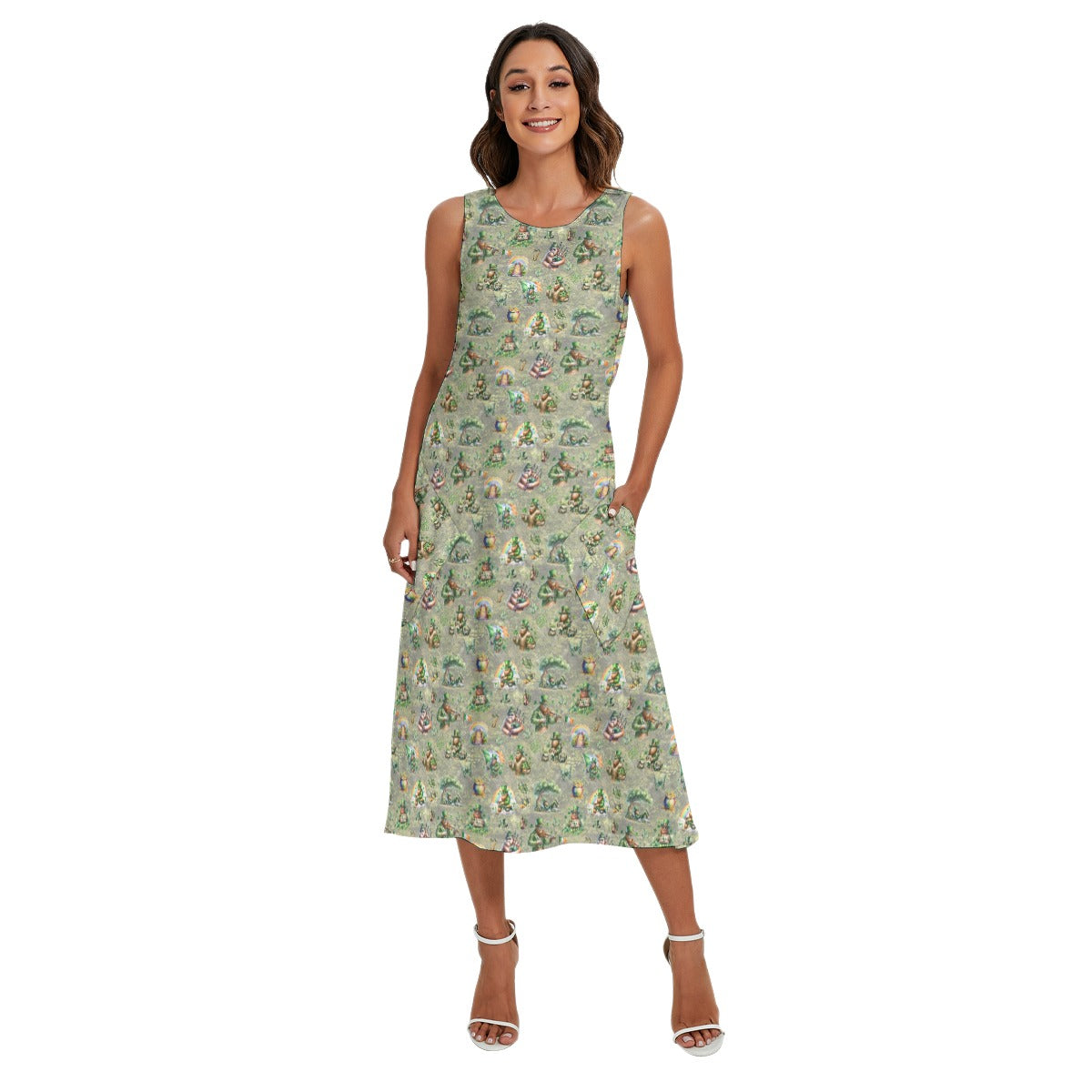 10 Bigfoot / Sasquatch Designs, Women’s Sleeveless Dress With Diagonal Pockets