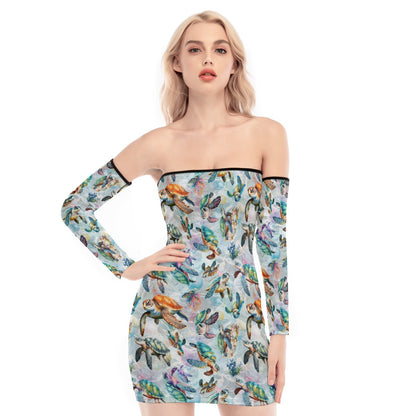 10 Animal Designs, Women's Off-shoulder Back Lace-up Dress