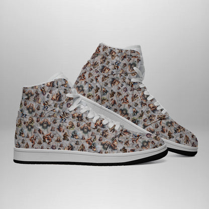 Assorted Sasquatch, Bigfoot, Men's high top, lace-up, leather shoes