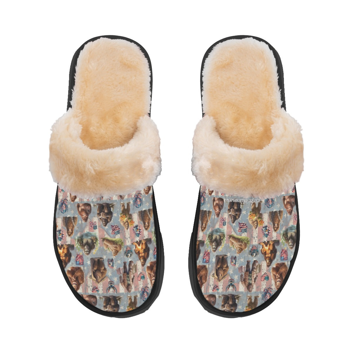 10 Bigfoot / Sasquatch Designs, Men’s Plush, Fuzzy Slippers