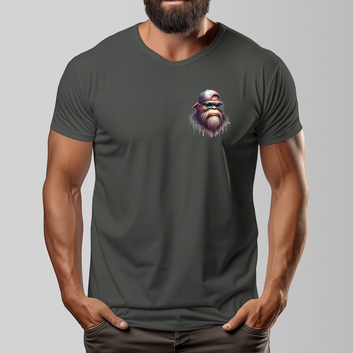 Bigfoot, Sasquatch "There's One In Every Family" Cotton Short Sleeve Double Sided T-shirt