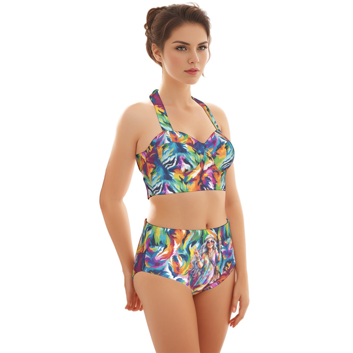 Old Hippie Lady, Women’s Bikini Halter Swimsuit, Two Piece Set
