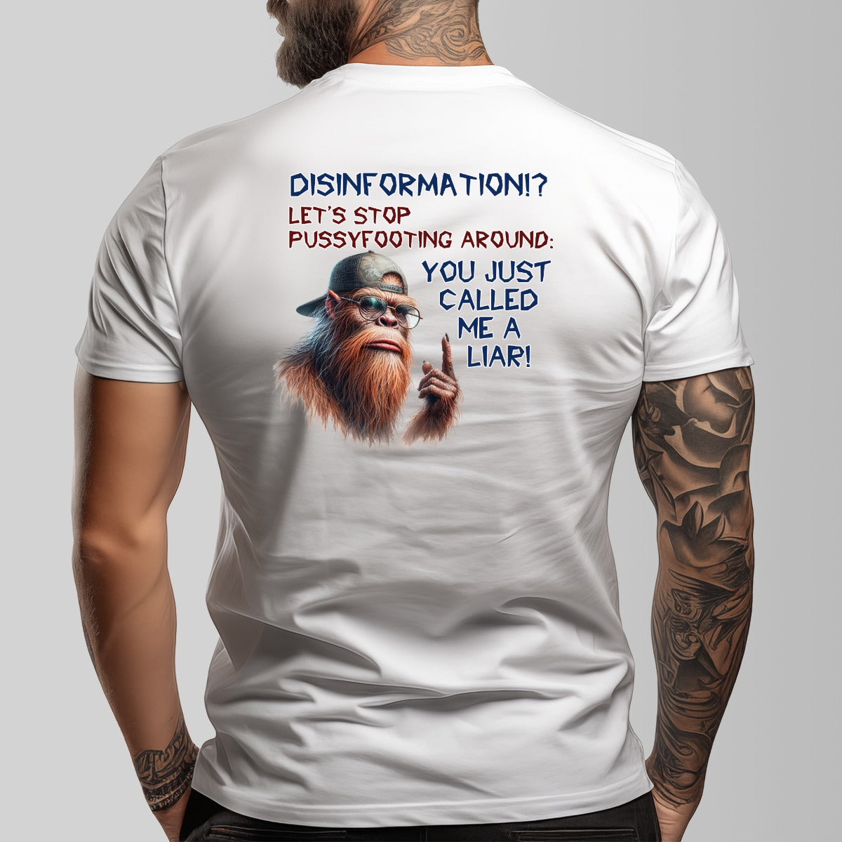 Bigfoot, Sasquatch "Disinformation" Cotton Short Sleeve Double Sided T-shirt