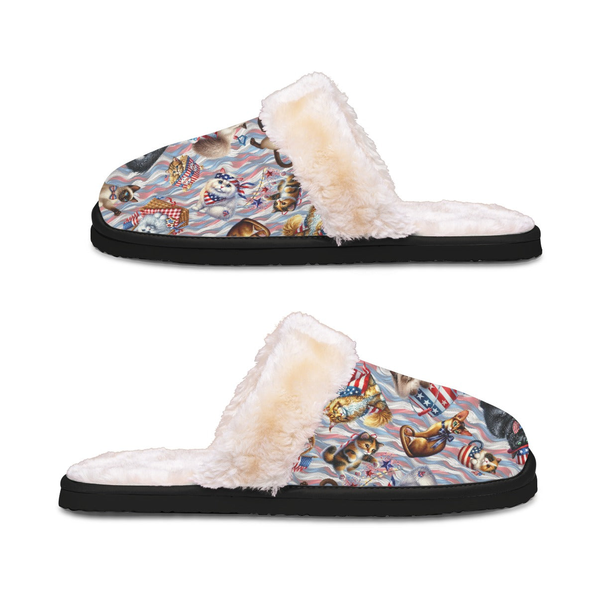 8 Patriotic Designs, Women’s Plush, Fluffy Slippers, Dogs, Unicorn, Cat, Eagles