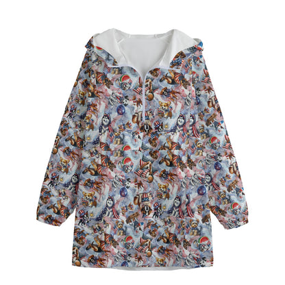 8 Patriotic Designs, Adult Windbreaker Long Jacket