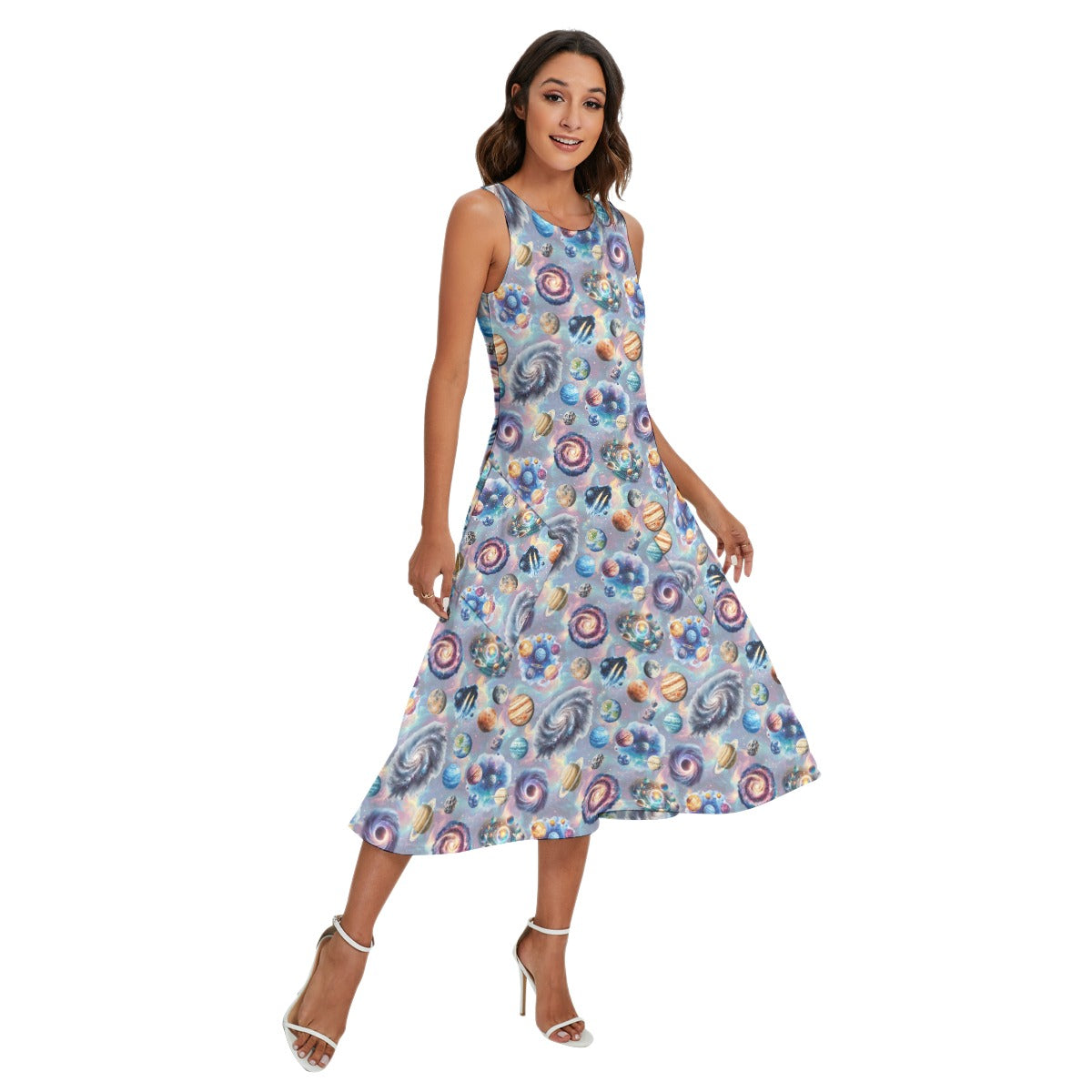 10 Misc Designs, Women’s Sleeveless Dress With Diagonal Pockets