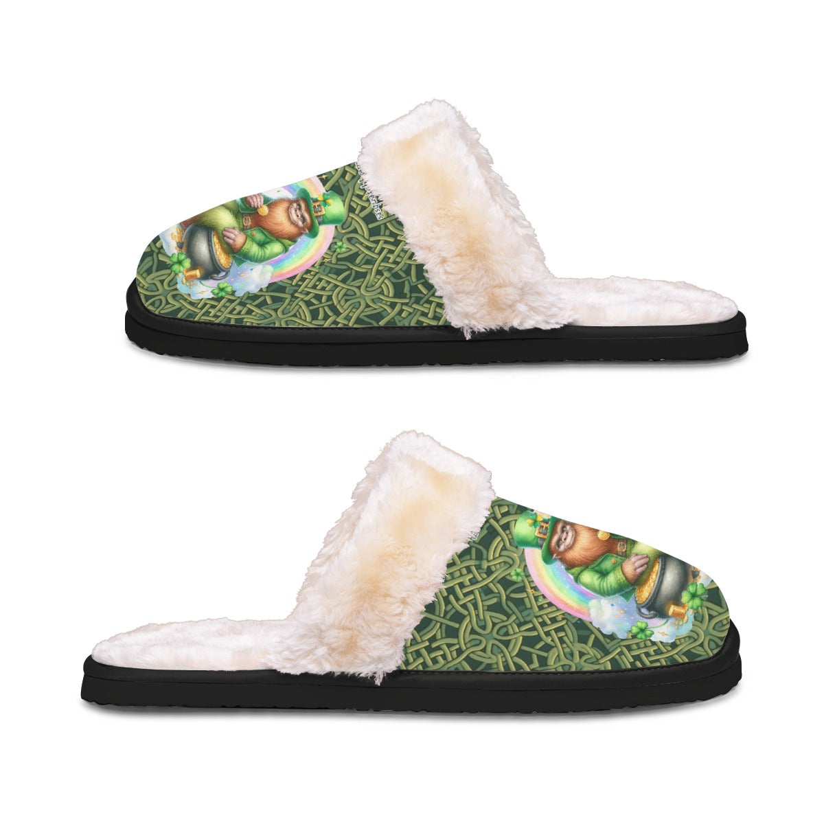 Bigfoot / Sasquatch St Patrick, Women’s Plush, Fluffy Slippers