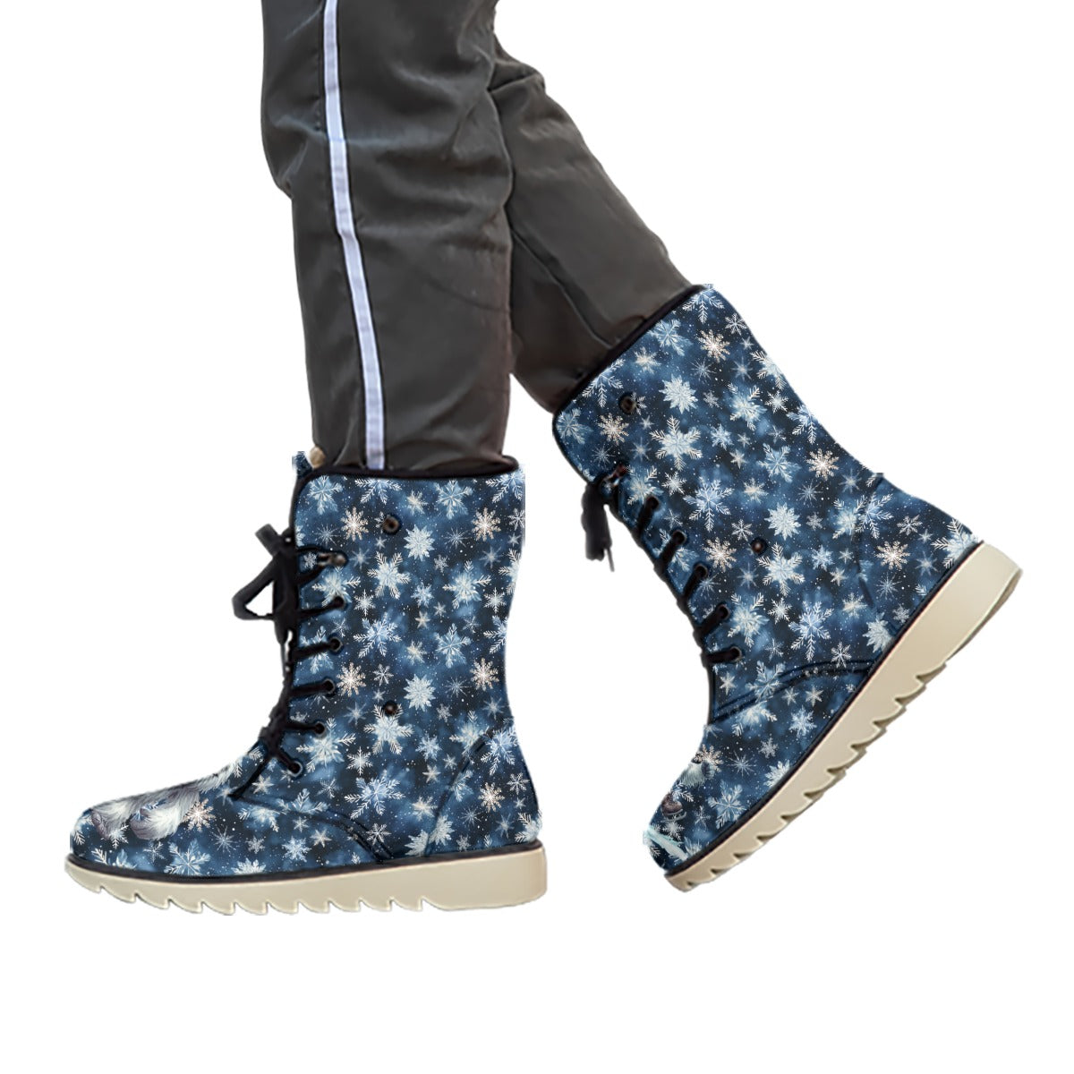 Cute Yeti on Snowflakes, Women’s Plush Velvet Lined Boots