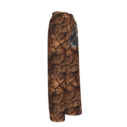 Bigfoot / Sasquatch Blowing Kiss, Women’s Faux Silk Wide-Leg Pants
