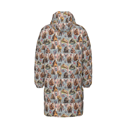 20 Bigfoot / Sasquatch Designs, Long Down Jacket / Coat