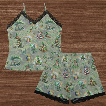 Bigfoot / Sasquatch Themed Womens 2 piece Lacy Pajamas / lingerie