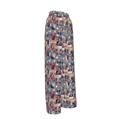 20 Donald Trump Design, Women’s Faux Silk Wide-Leg Pants