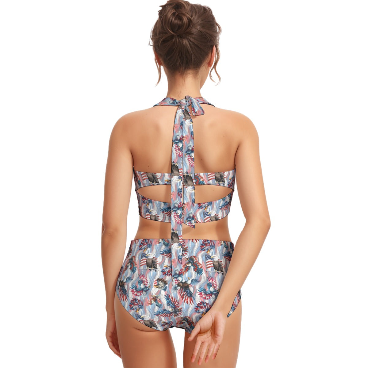 8 Patriot Design, Women’s Bikini Halter Swimsuit, Two Piece Set