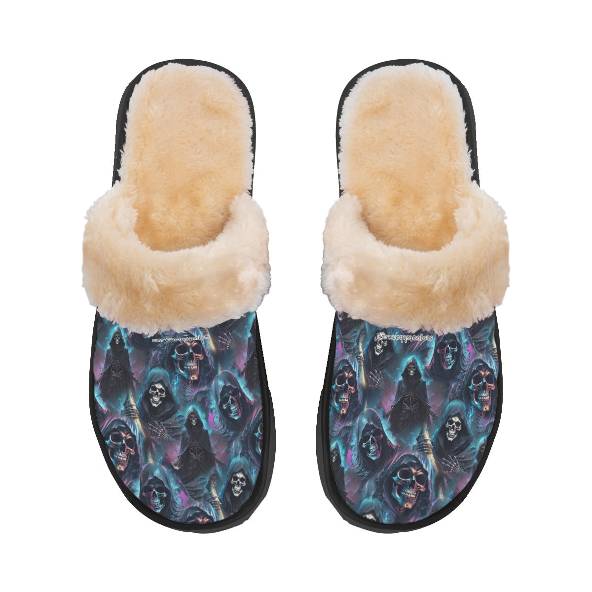 Grim Reaper, Men’s Plush, Fuzzy Slippers